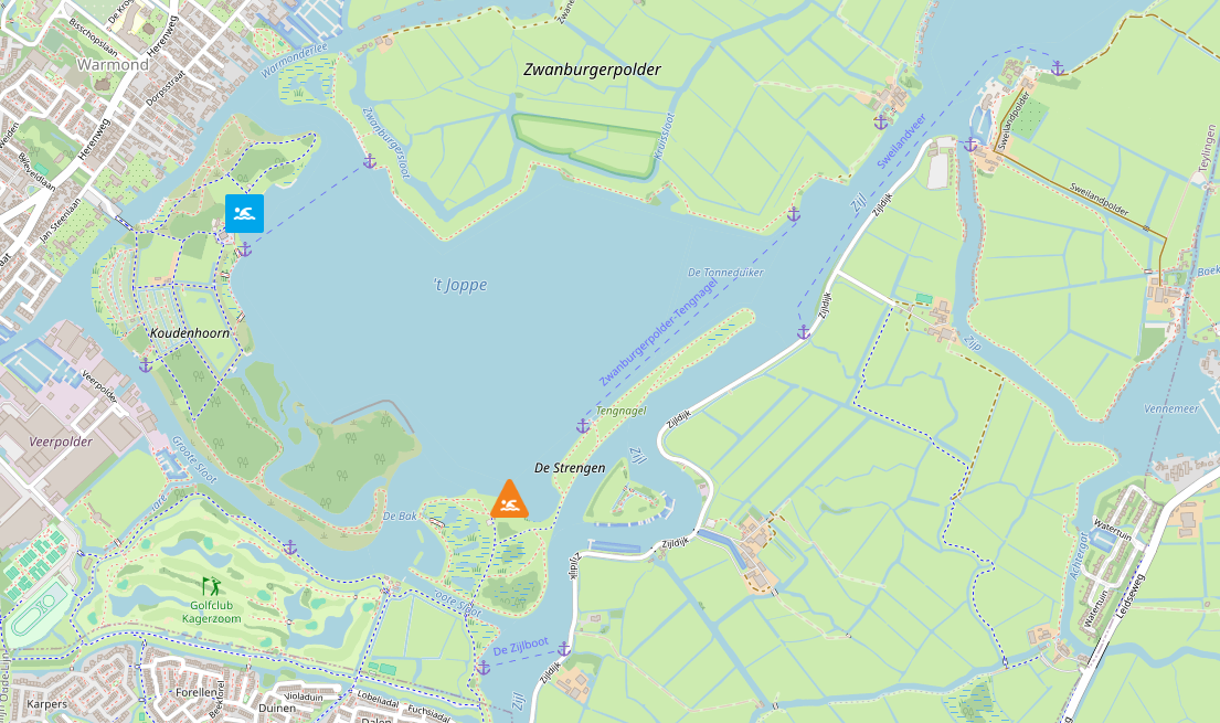 Kaart blauwalg locatie