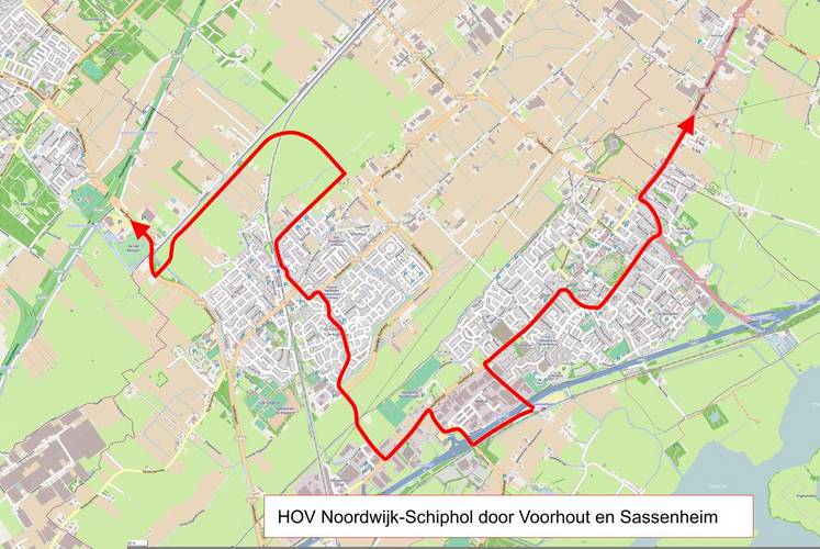 Kaart HOV tussen Noordwijk en Schiphol Kaart HOV tussen Noordwijk en Schiphol
